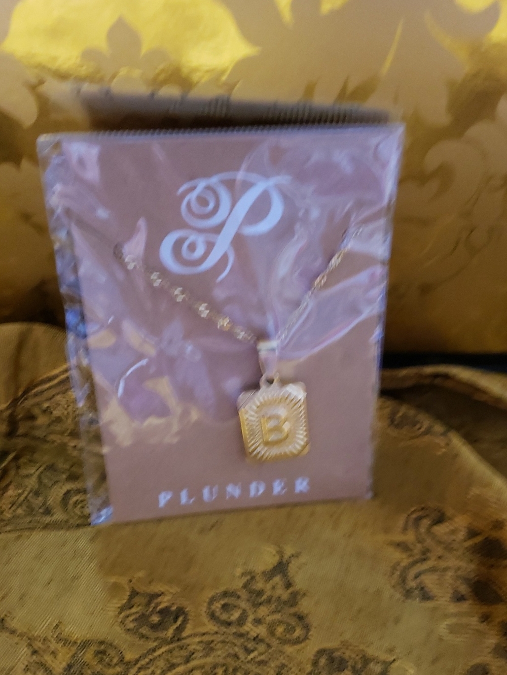 NWT-Plunder Gold-Tone 'B' Framed Initial Necklace
